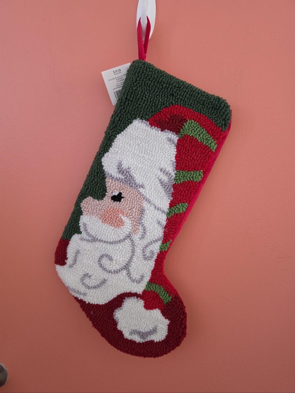 NWT Loop Textured Santa Claus 18" Christmas Stocking Hobby Lobby